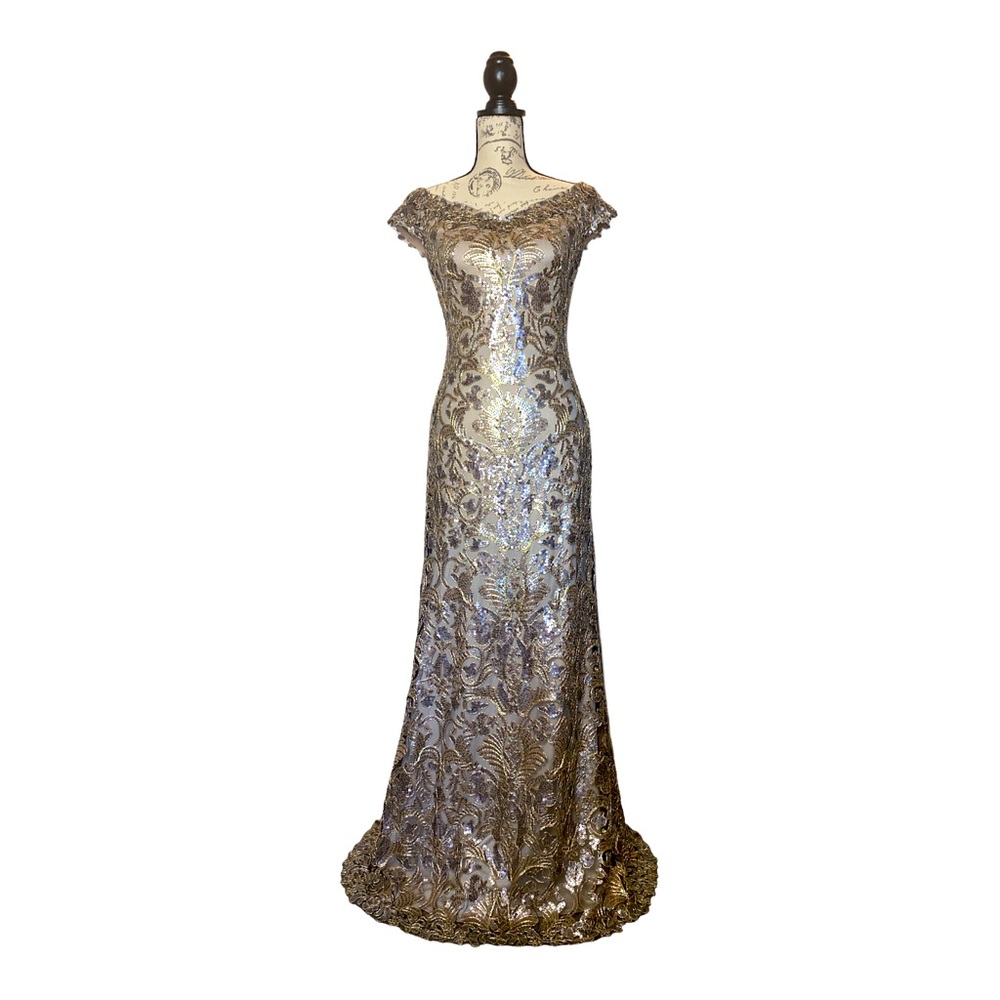 Stunning Embroidered Lace Sequin Tadashi Shoji Dress